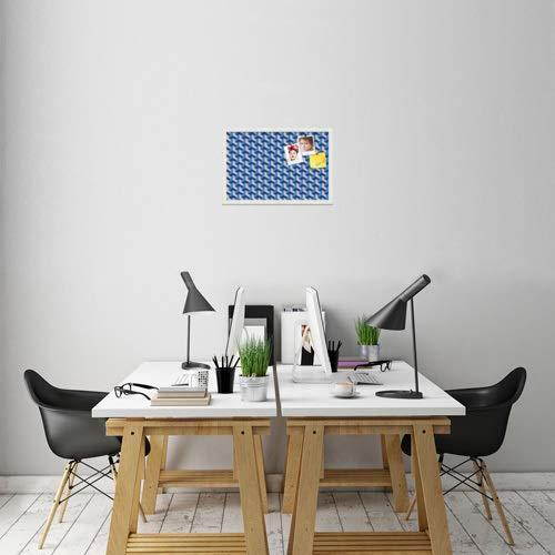 PinPix custom printed pin cork bulletin board made from canvas, Baus Blue Beige 24x16 Inches (Completed Size) and framed in Satin White Frame (PinPix-Group-65)