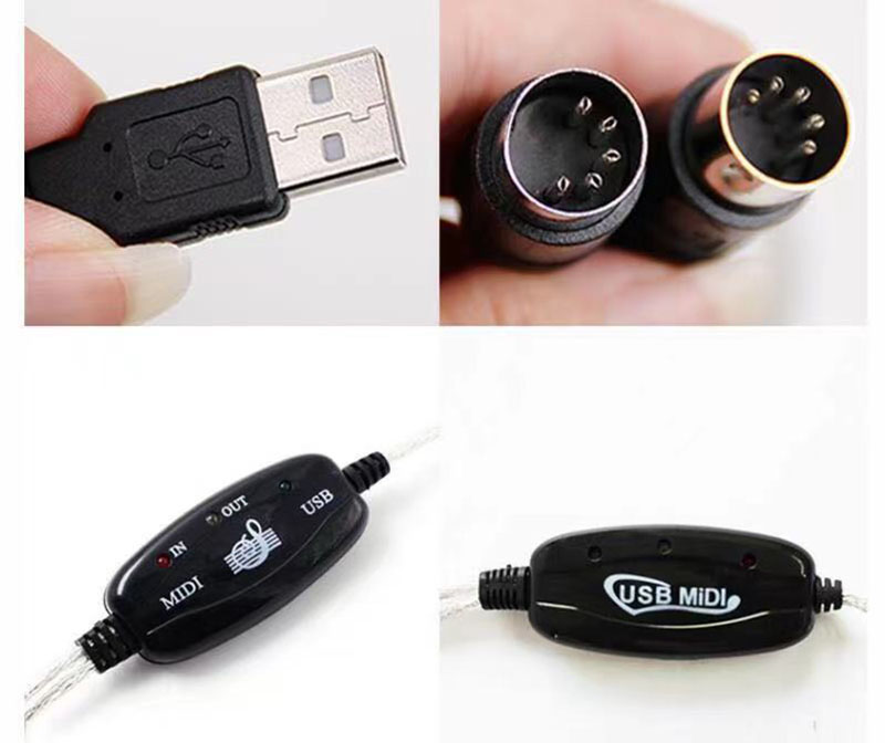 Hannord USB to MIDI Cable Converter 2 in 1 PC to Synthesizer Music Studio Keyboard Interface Wire Plug Controller Adapter Cord 16 Channels Supports Computer Laptop Windows and Mac