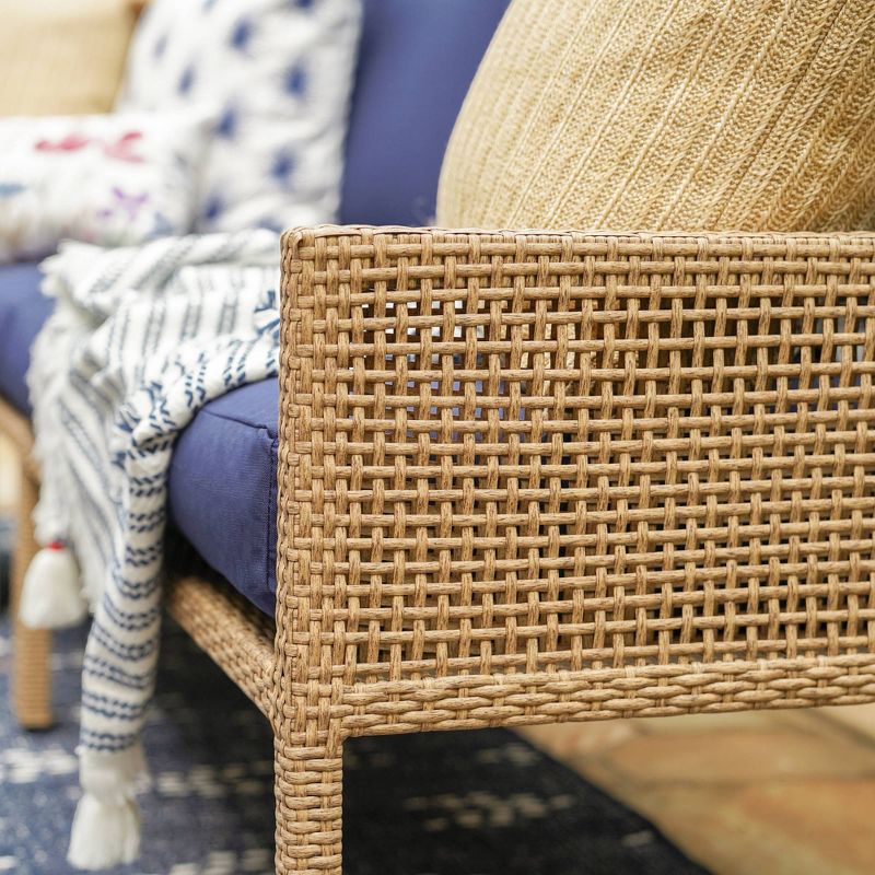 Riviera 5pc Wicker Patio Sectional Set - Navy - Leisure Made