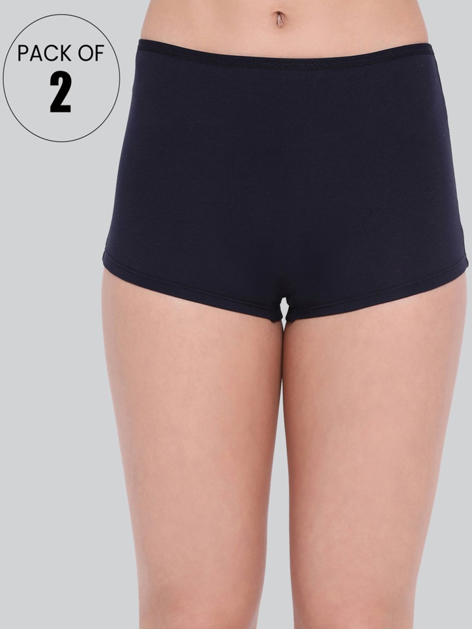 Lyra Navy Cotton Boy Shorts Panties - Pack Of 2