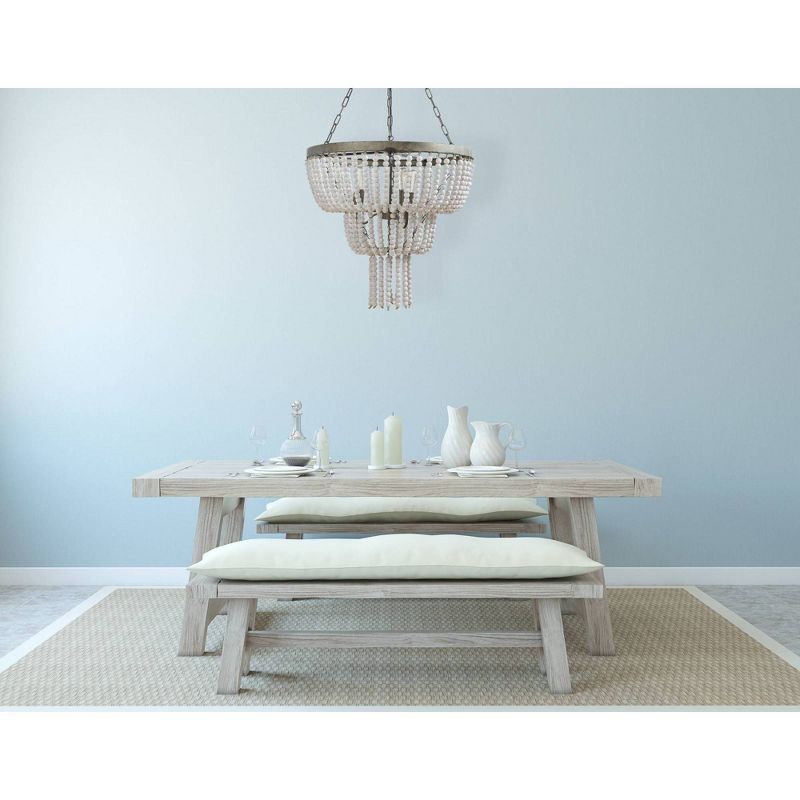 Metal Pendant Ceiling Light with White Wood Beads - 3R Studios