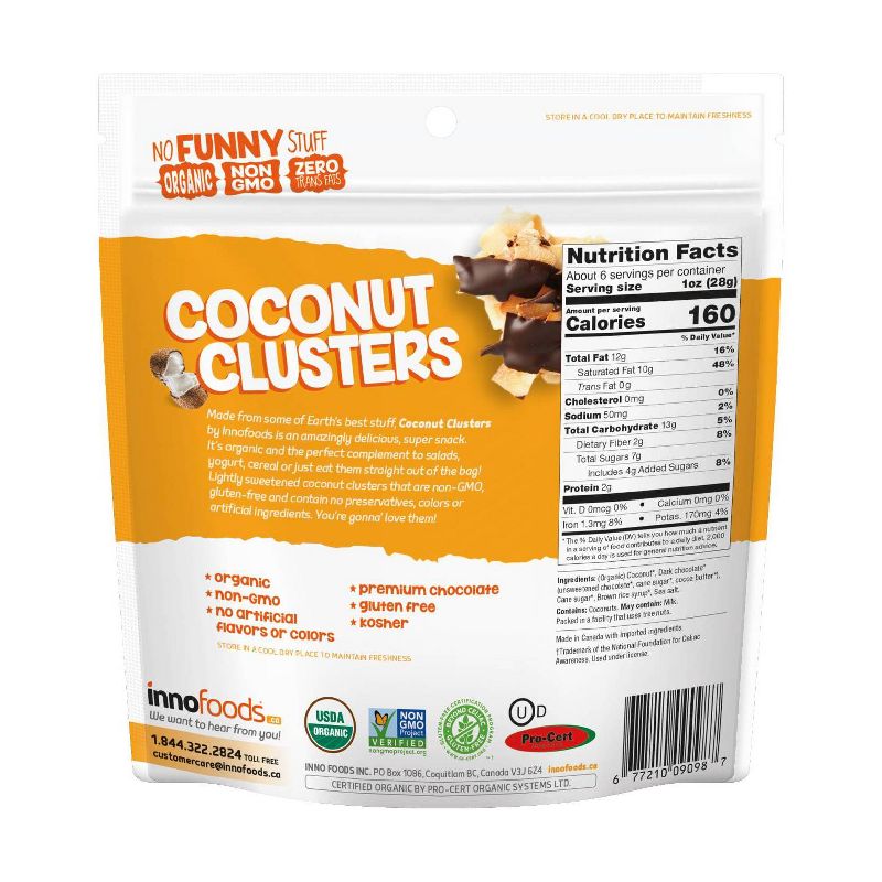 Inno Foods Organic Coconut Clusters with Dark Chocolate Drizzle - 6oz