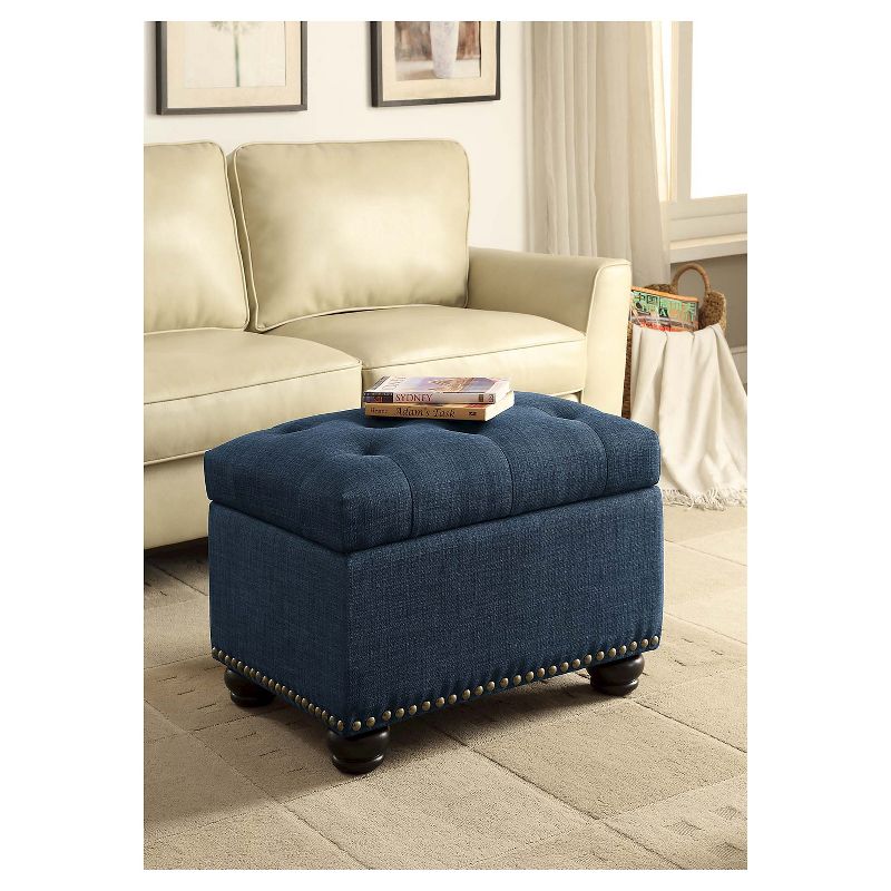 5th Avenue Storage Ottoman Blue Fabric - Breighton Home
