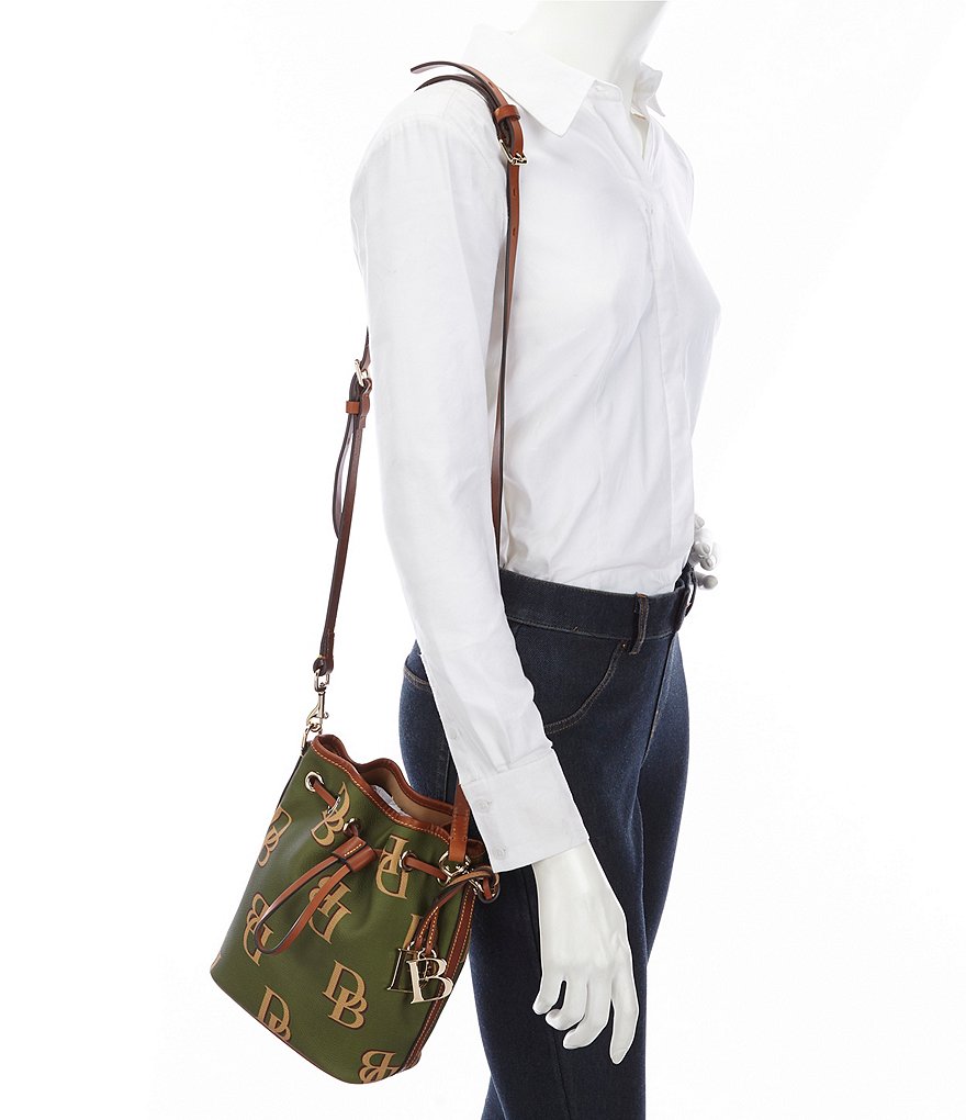 Dooney & Bourke Signature Monogrammed Collection Small Drawstring Bucket Bag