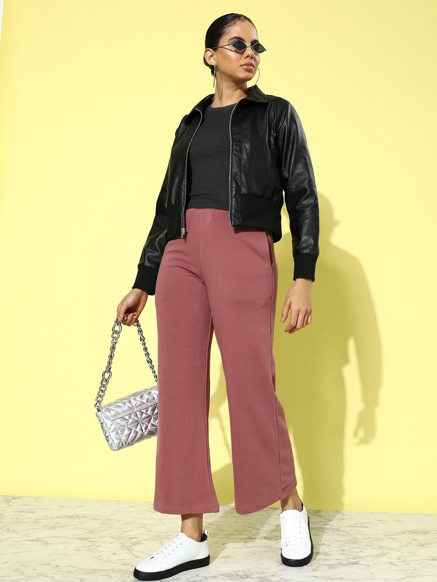 Dillinger Pink Fleece Regular Fit High Rise Trackpants