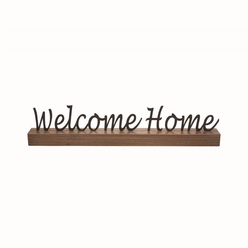 Black Metal "Welcome Home" Wood and Metal Tabletop Accent - Foreside Home & Garden