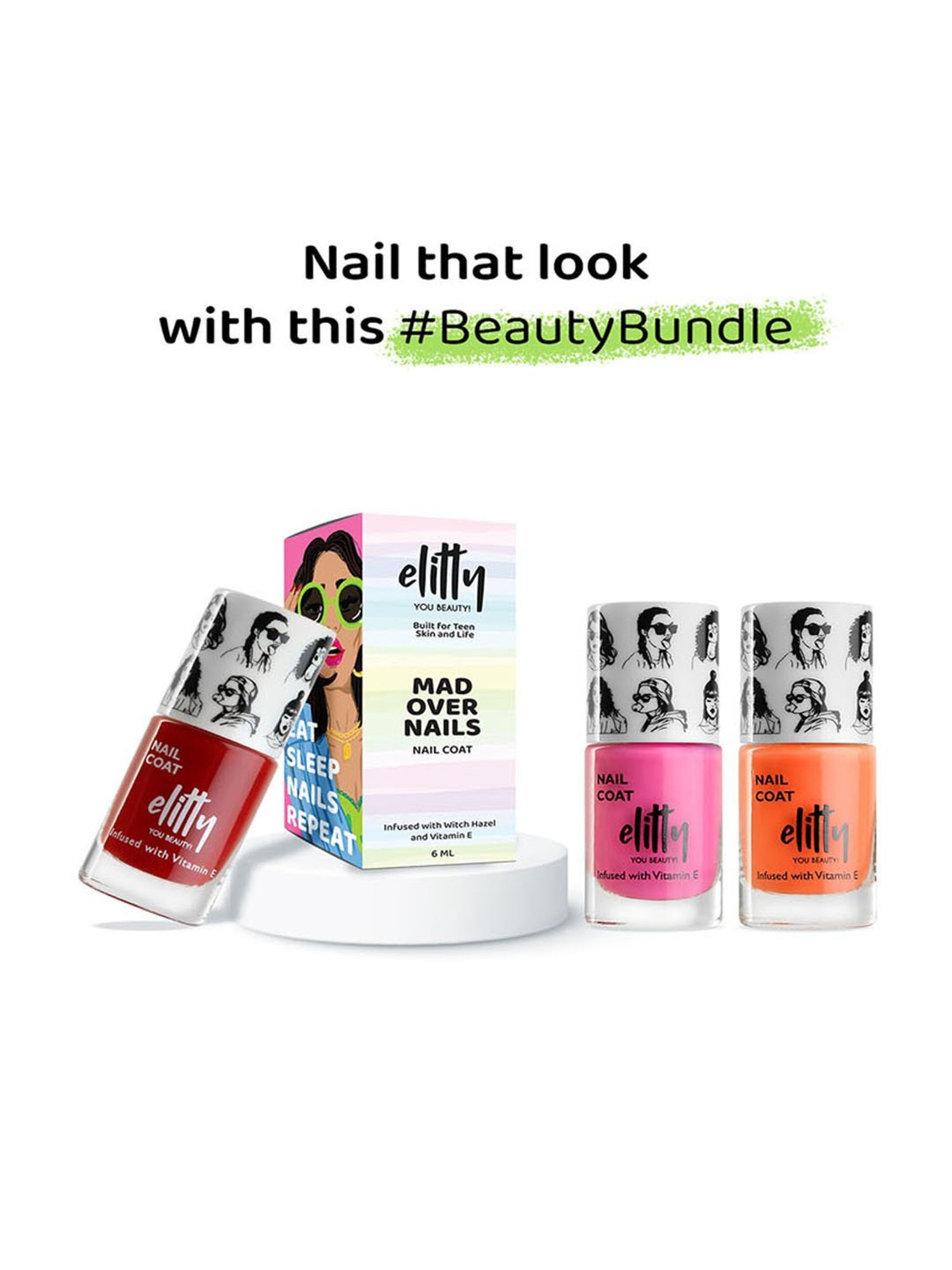 Elitty Mad Over Nails Nail Polish Viral Combo - Pack of 3 - Bad Breakup, Juicy Gossip, Secret Crush