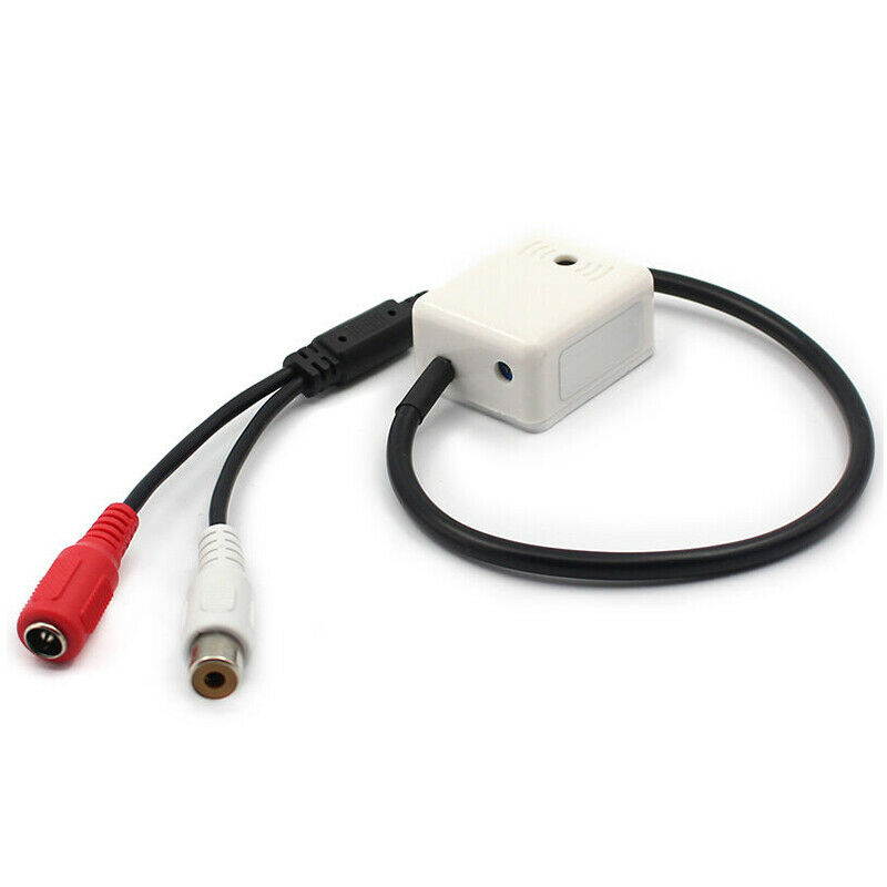 CCTV Camera Audio Microphone RCA DC High Sensitivity Gain Stick-on Mic for DVR RCA Output DC Power in Amplified Microphone Adjustable Gain Control Rotatable Noise Reduction US STOCK