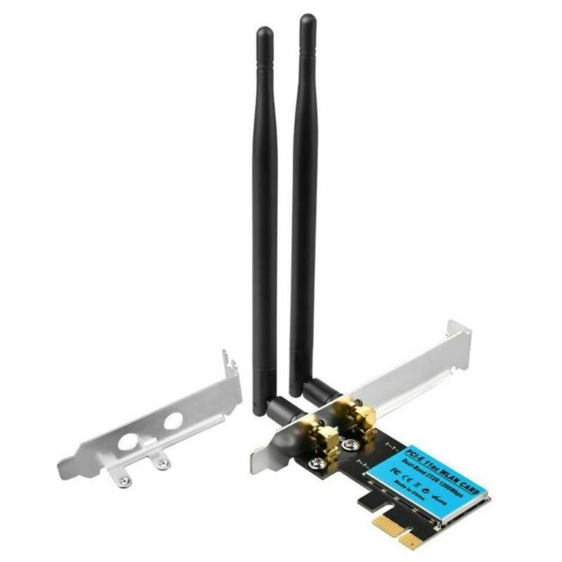 WiFi Card 1200Mbps 11AC Dual Band PCI-E Wireless Adapter Wi-Fi Network Card Adapter 2.4G/5.8G Dual Band Antenna PCI Express Internet Networking Cards