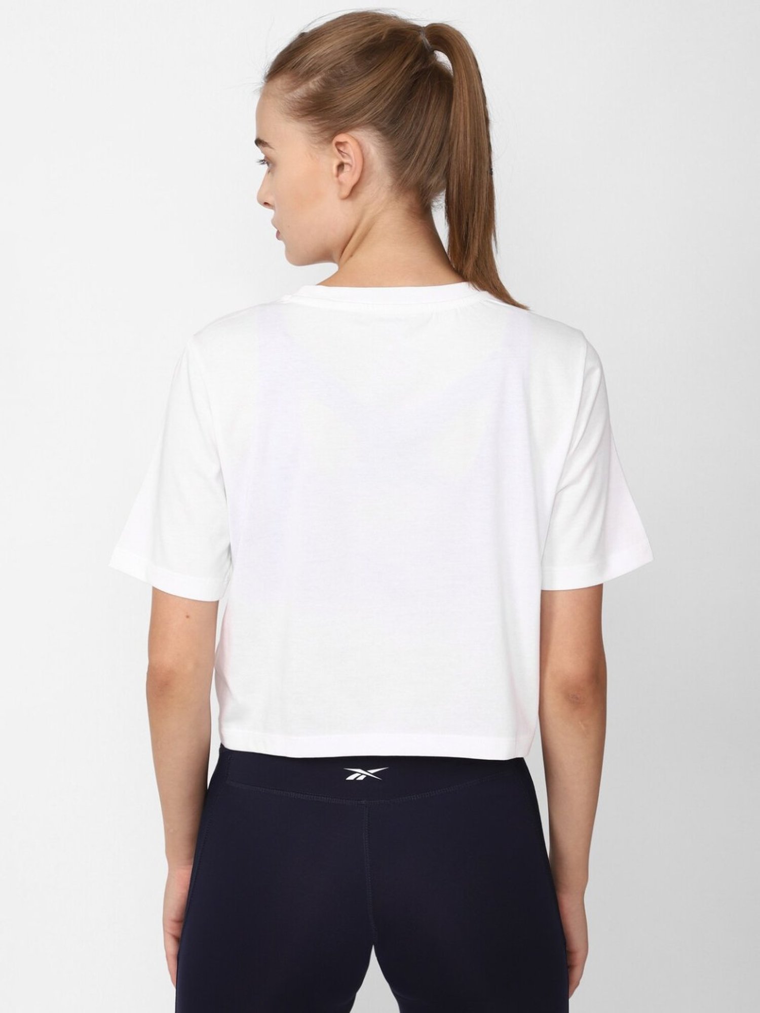 Reebok White Printed Sports T-Shirt