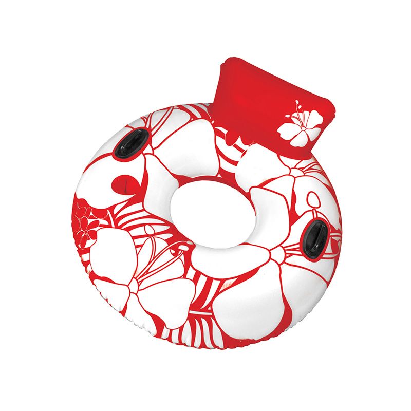 Swim Central 50" Inflatable Red and White Hawaiian Swimming Pool Lounger with Cup Holder