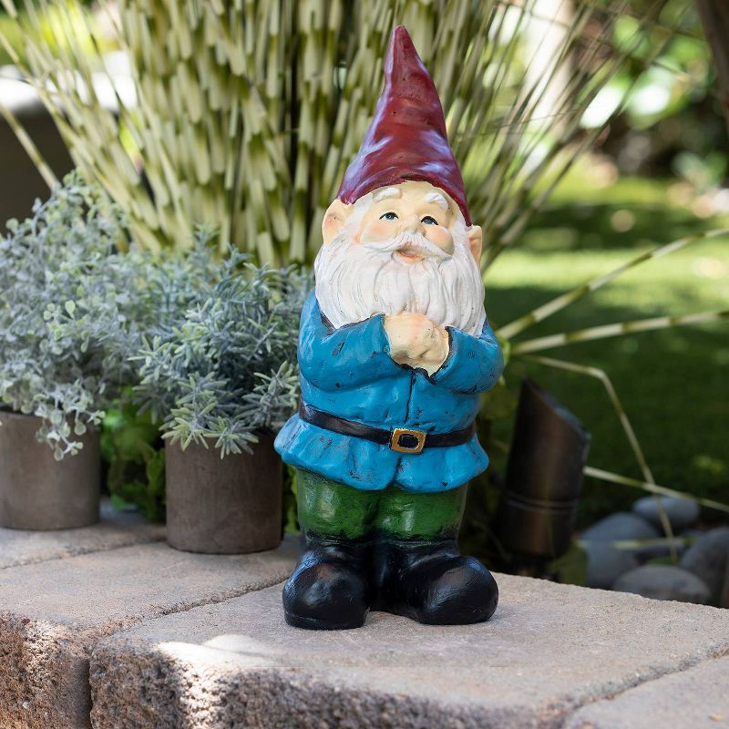 12" Polyresin Bearded Garden Gnome Statue With Red Hat - Alpine Corporation