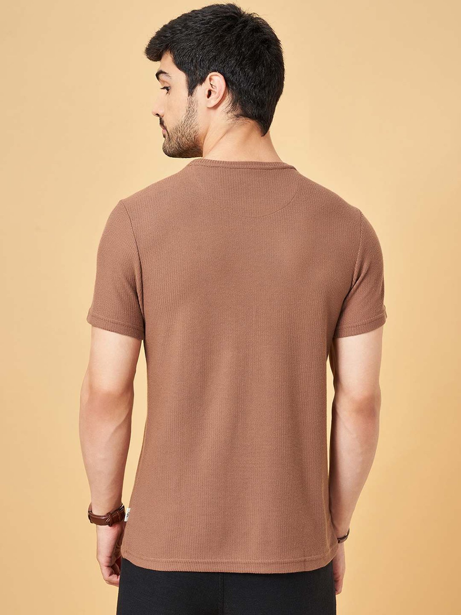 7 Alt By Pantaloons Burlwood Slim Fit Texture T-Shirt