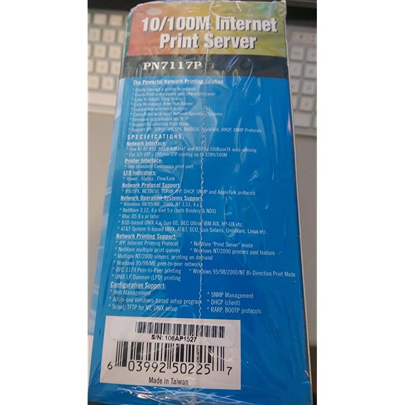 PN7117P 1-Port 10/100 IPP Print Server