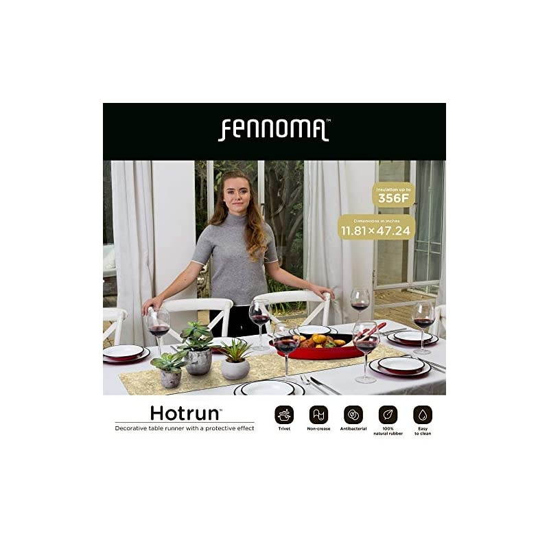Hotrun 2 in 1 Trivet and Decorative Table Runner Handles Heat Up to 356F, Anti Slip, Waterproof, and Convenient for Hot Dishes and Pots (Crame Marble)