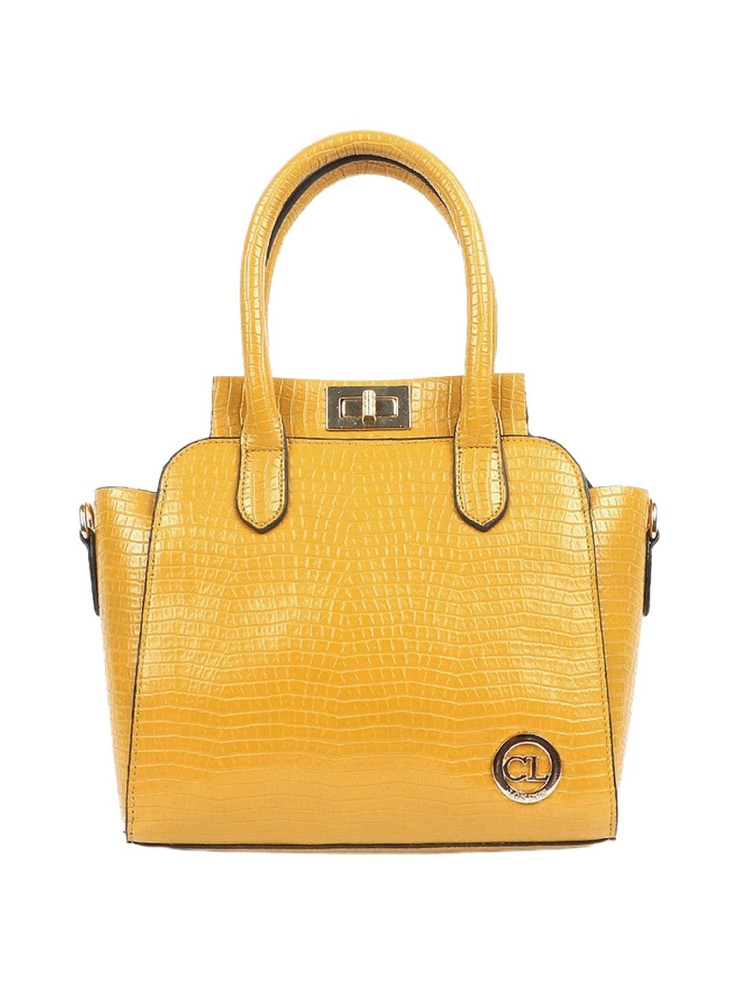 Carlton London Mustard Textured Medium Handbag