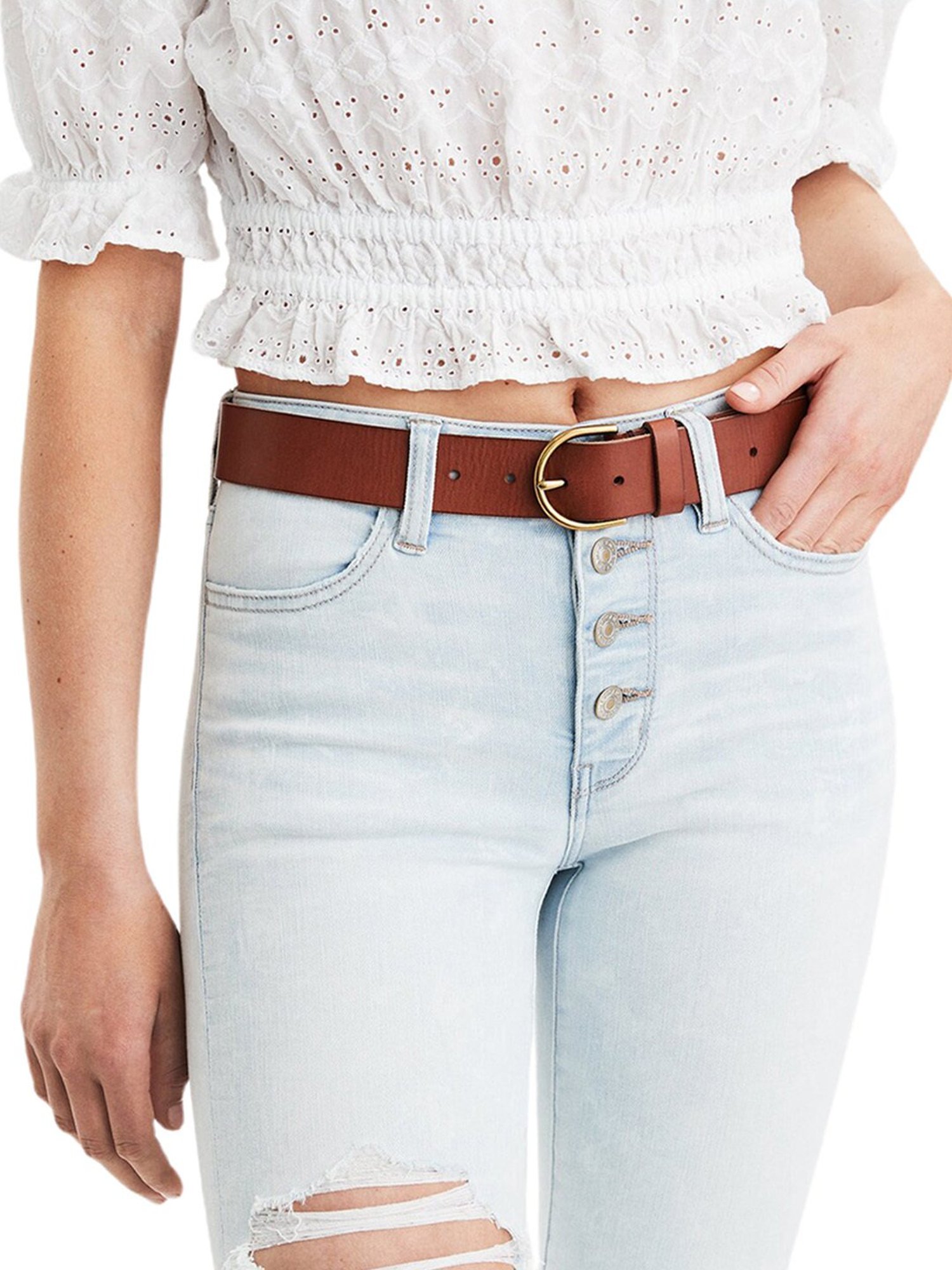 American Eagle Brown Leather Casual Belt for Women