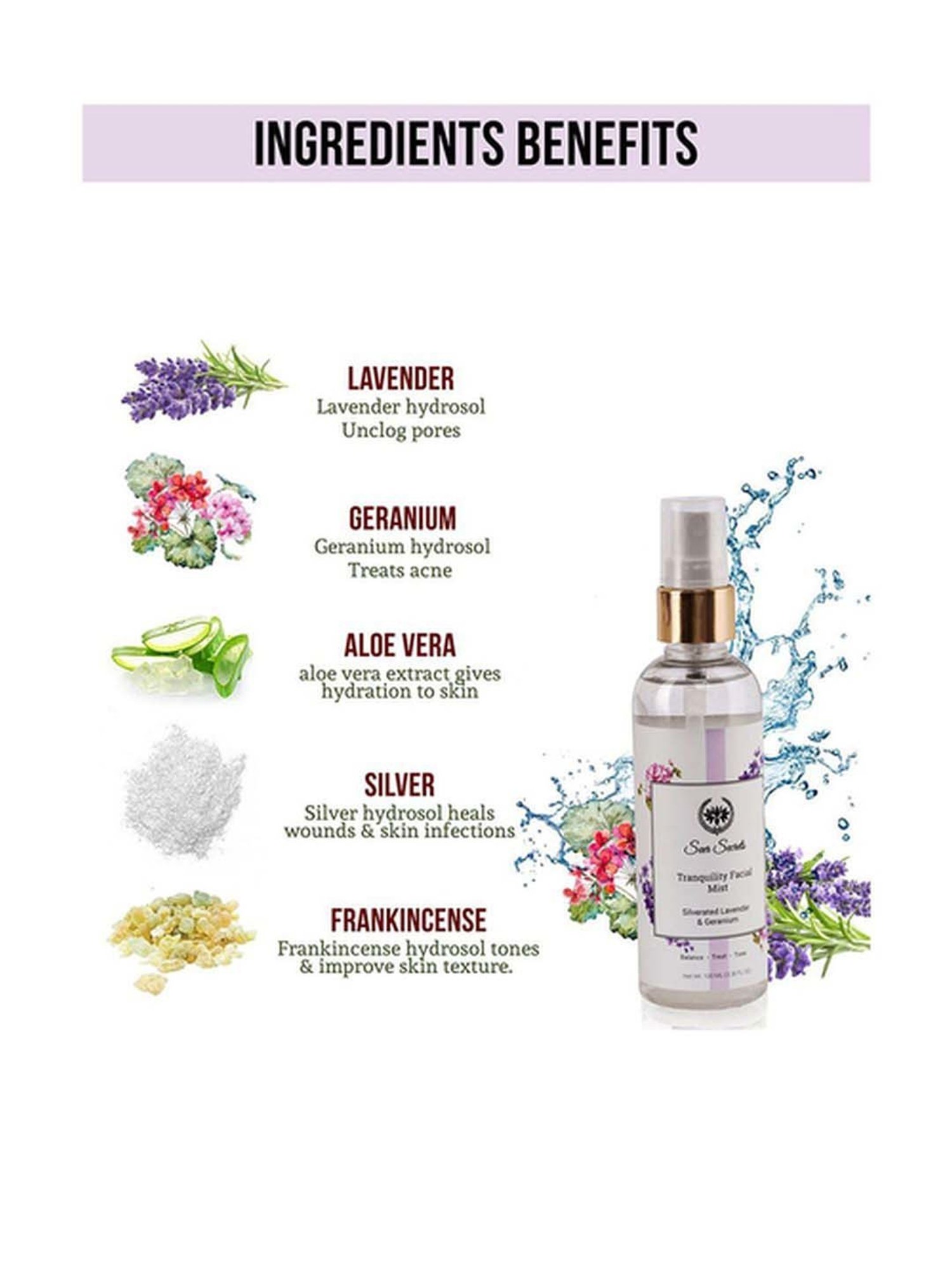 Seer Secrets Silverated Lavender & Geranium Tranquility Facial Mist - 100 ml