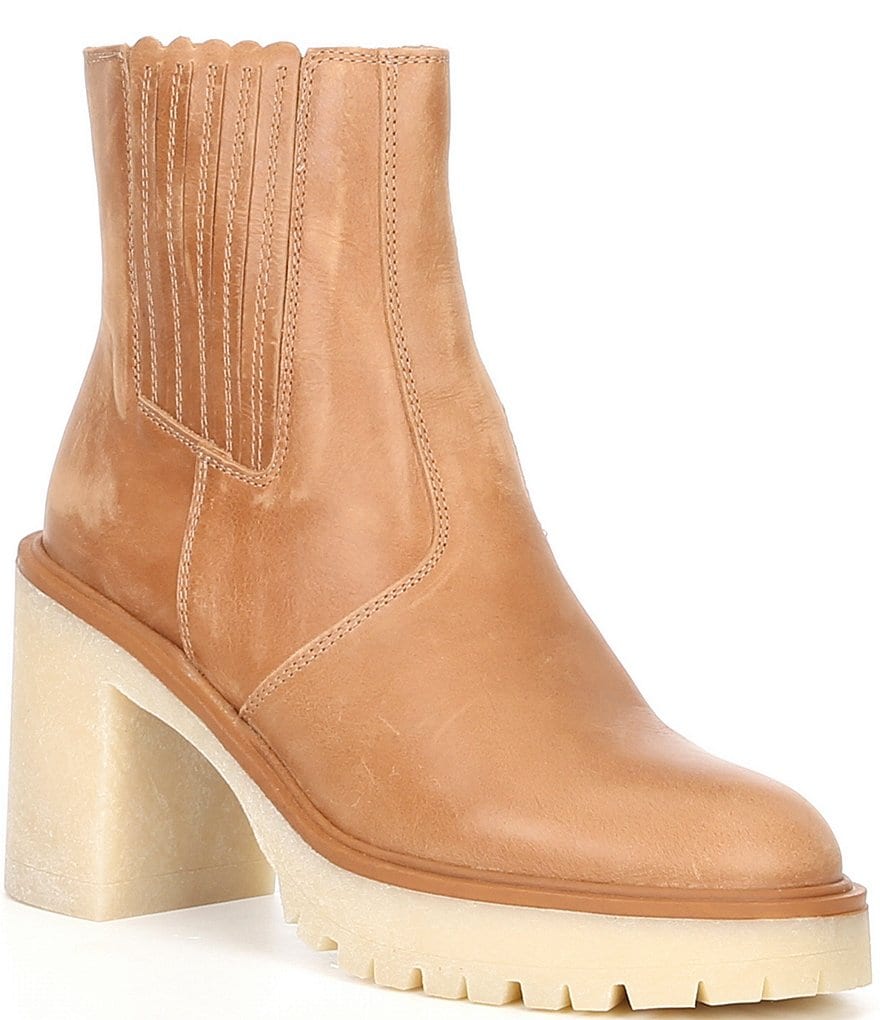 Free People James Leather Block Heel Chelsea Booties