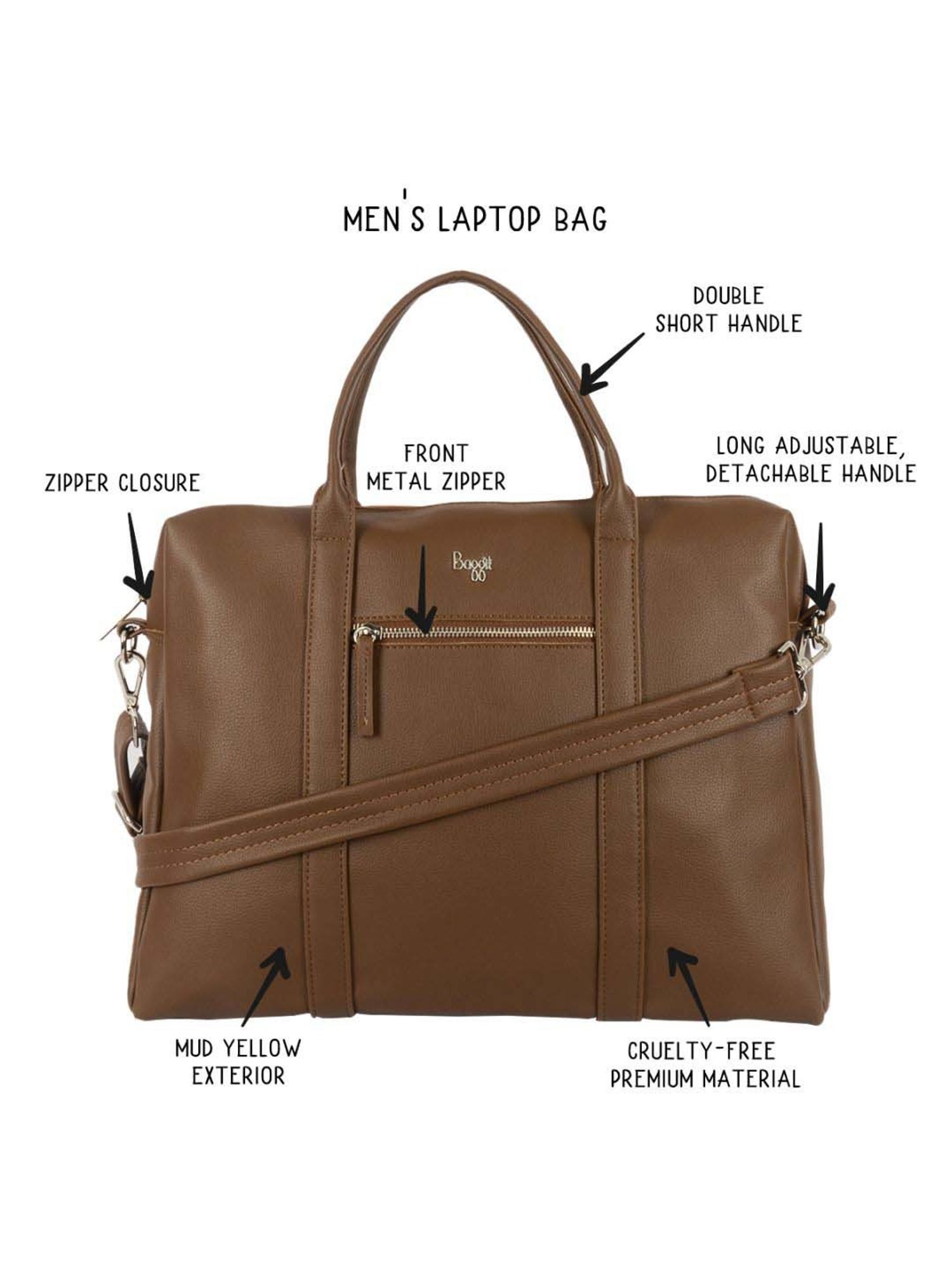 Baggit Mud PVC Solid Laptop Messenger Bag