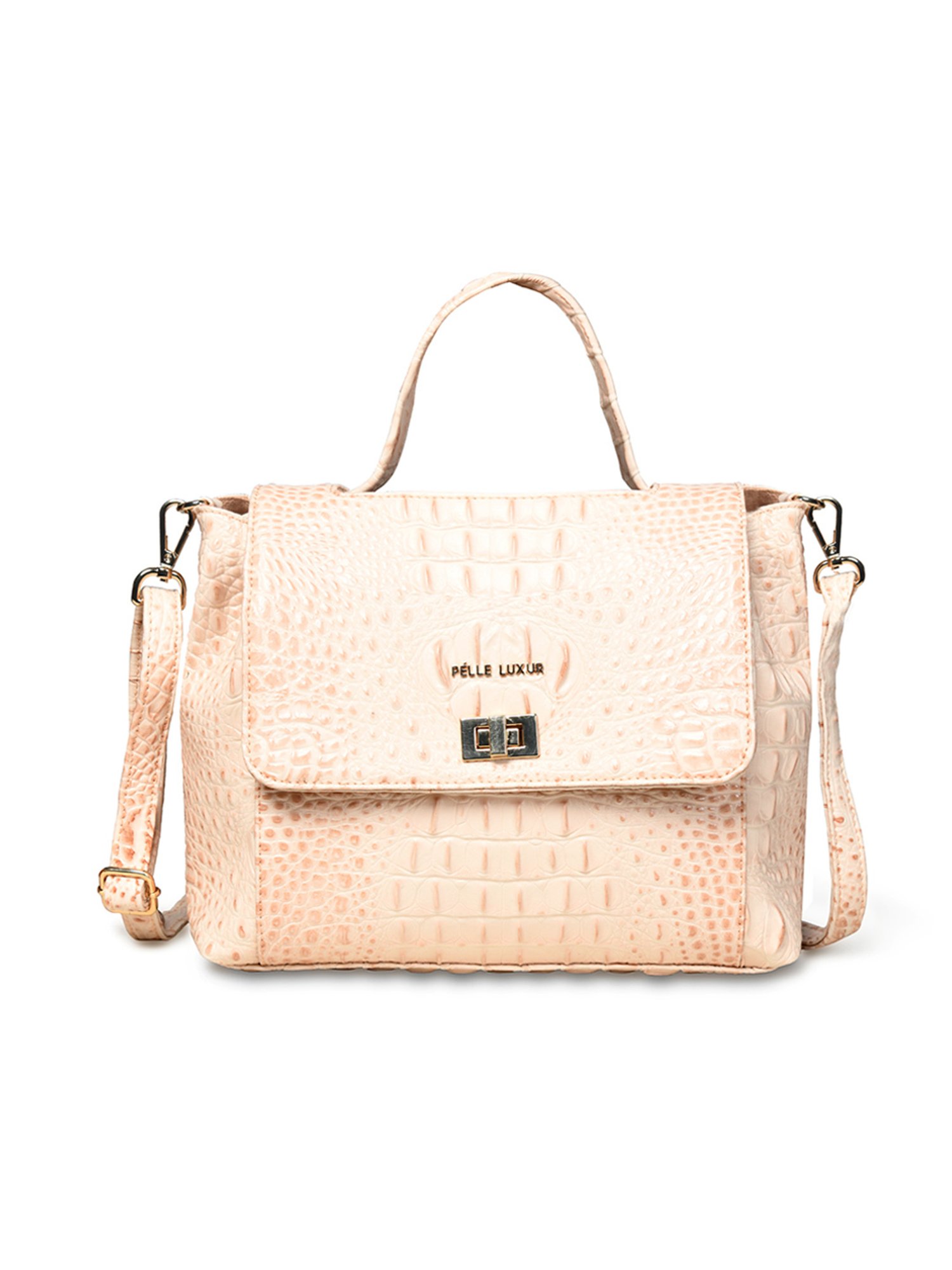 PELLE LUXUR Baby Pink Animal Effect Medium Cross Body Bag