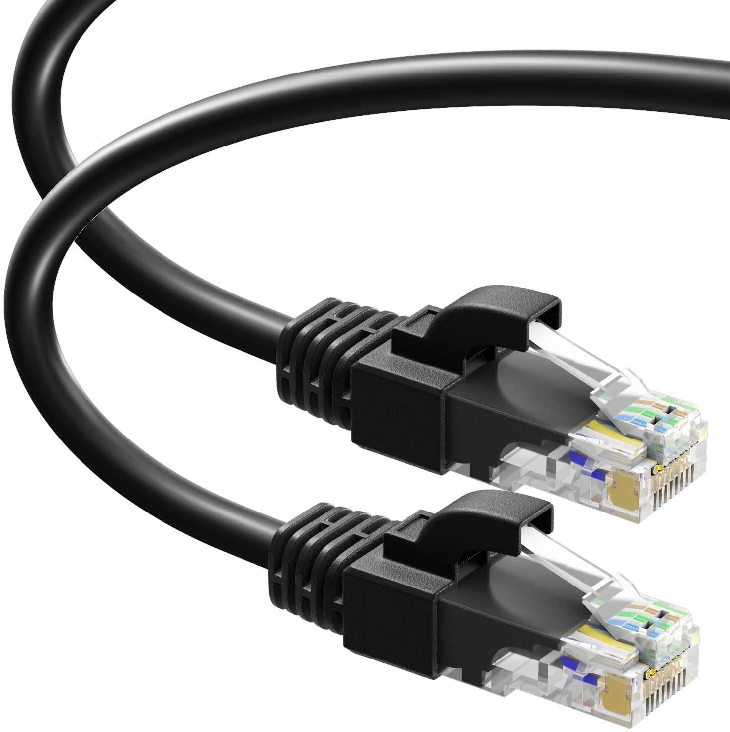 Cat6 Snagless Ethernet Cable - 6 Feet - Black - [5 Pack] - Pure Copper - UL Listed - Cable Ties Included