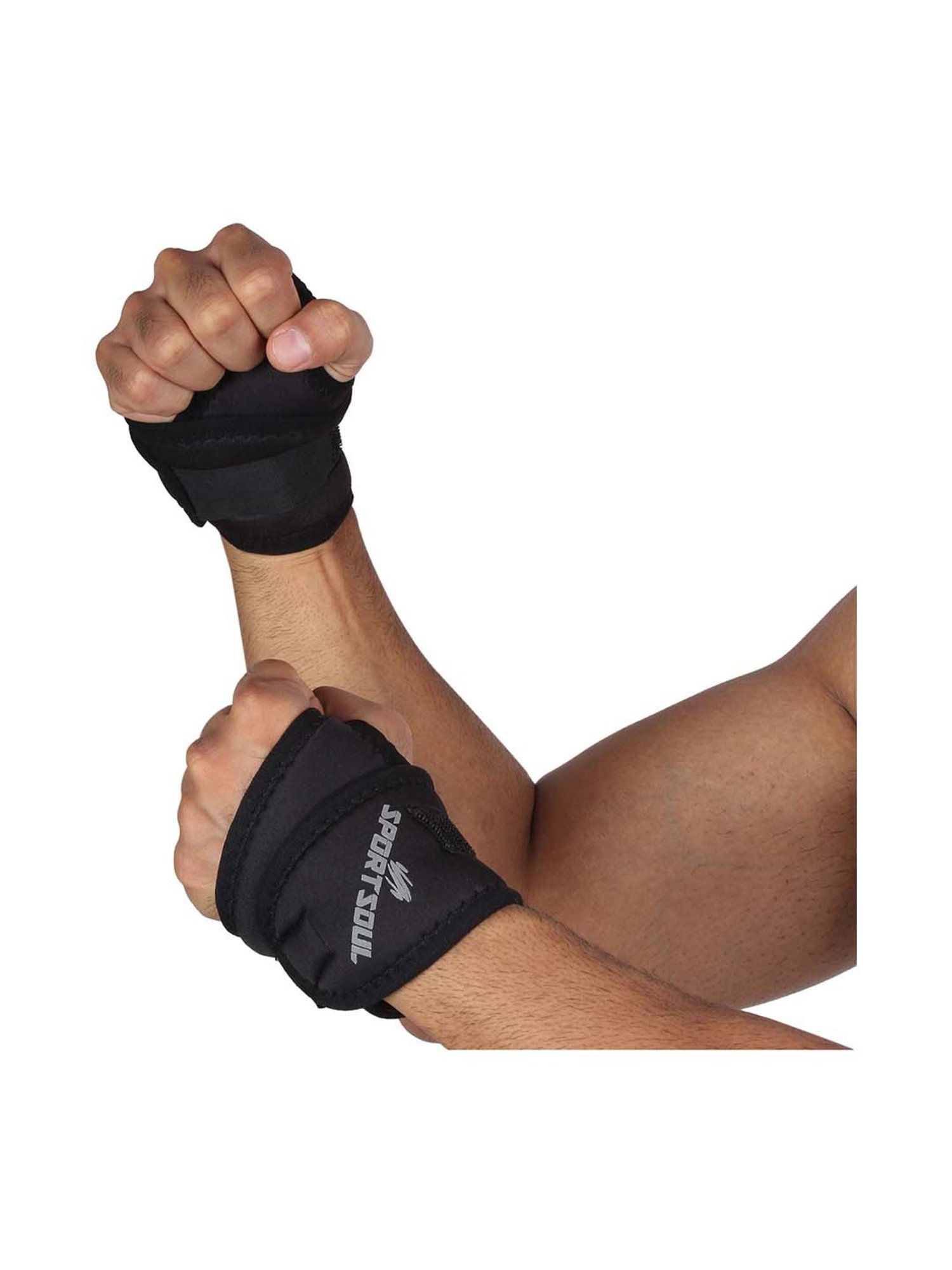 SportSoul Black Wrist Support with Thumb Wrap (Free Size)