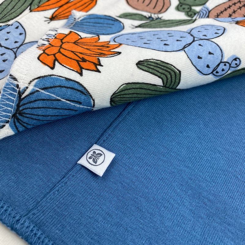 Honest Baby Boys' 4pk Organic Cotton Cactus Print Multilayer Woven Burp Cloth Set - Blue