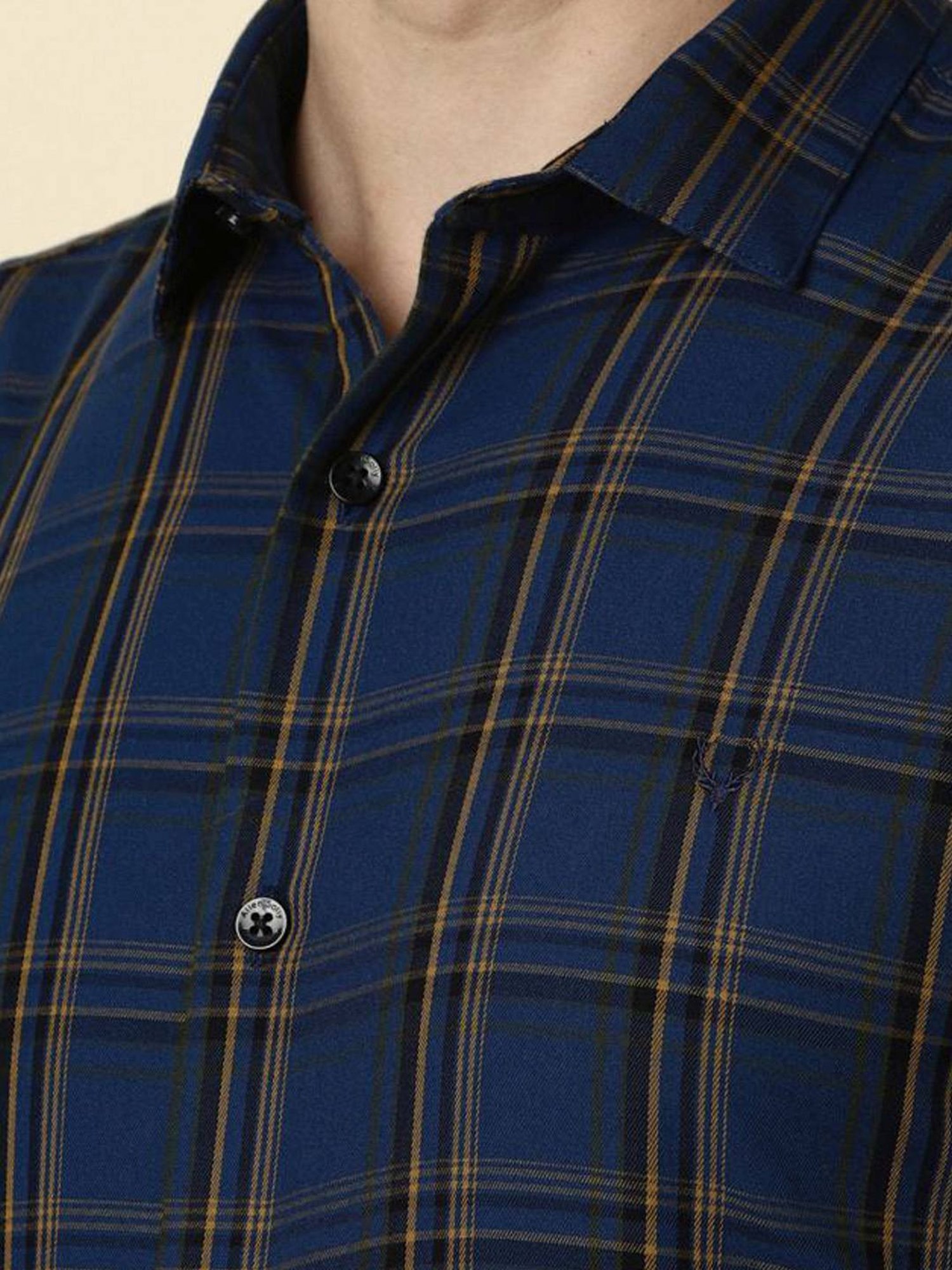 Sojanya Blue Cotton Regular Fit Self Pattern Shirt