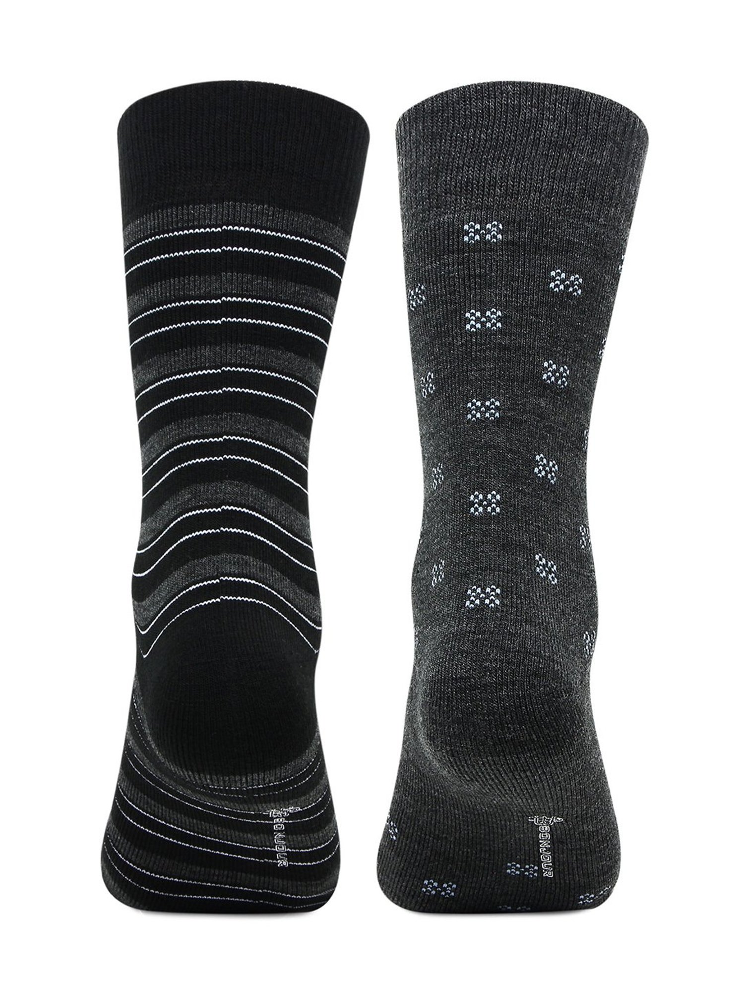 Bonjour Dark Grey and Black Socks (Pack Of 2)