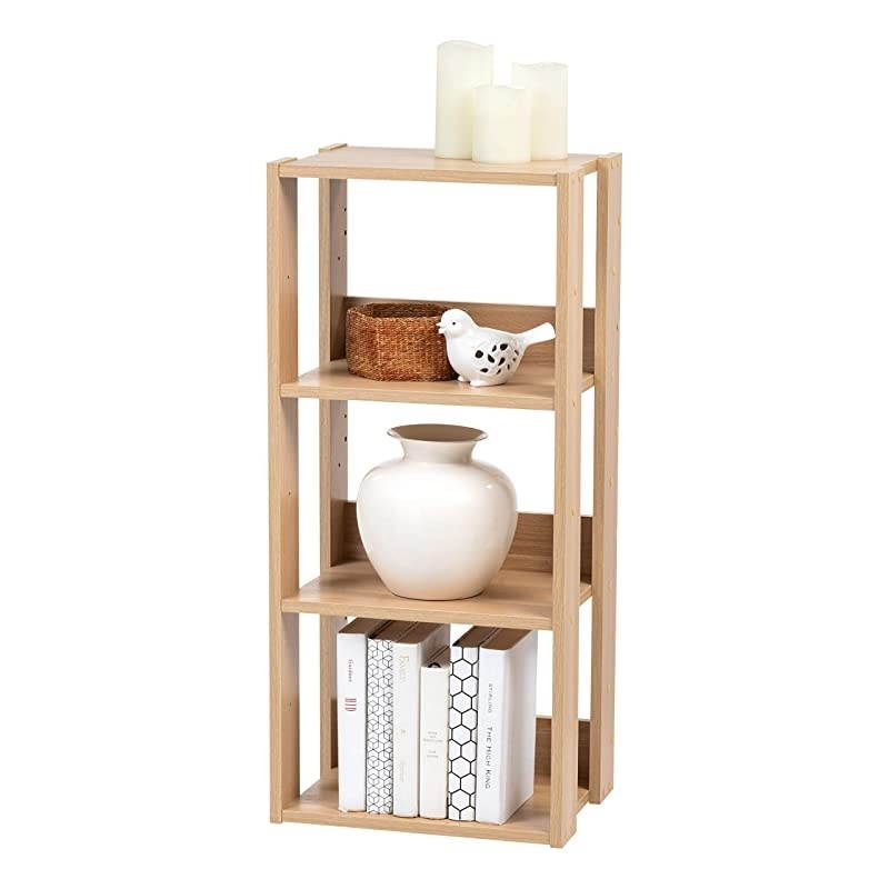 USA OWR400N 3Shelf Open Wood Shelving Unit Medium Natural