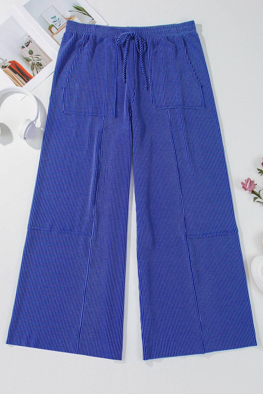 Dark Blue Plus Size Stitching Washed Flare Jeans