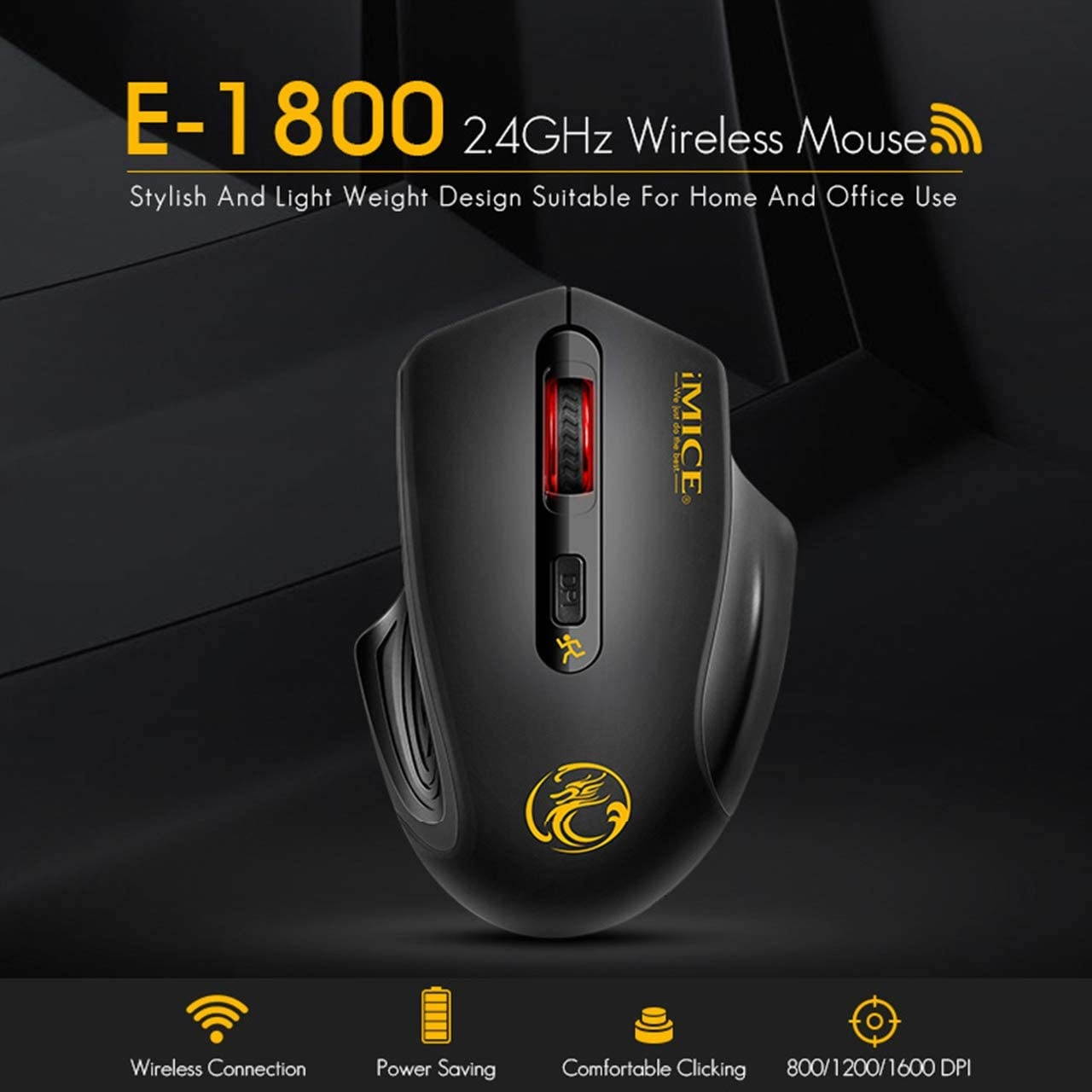 Ergonomic Wireless Silent Pc Mouse - 2.4Ghz Bluetooth Mouse Dpi Three-Speed Adjustment Comfortable to Hold Pc Gaming Mice Smart and Point-Saving Home Office Accessories (Red)
