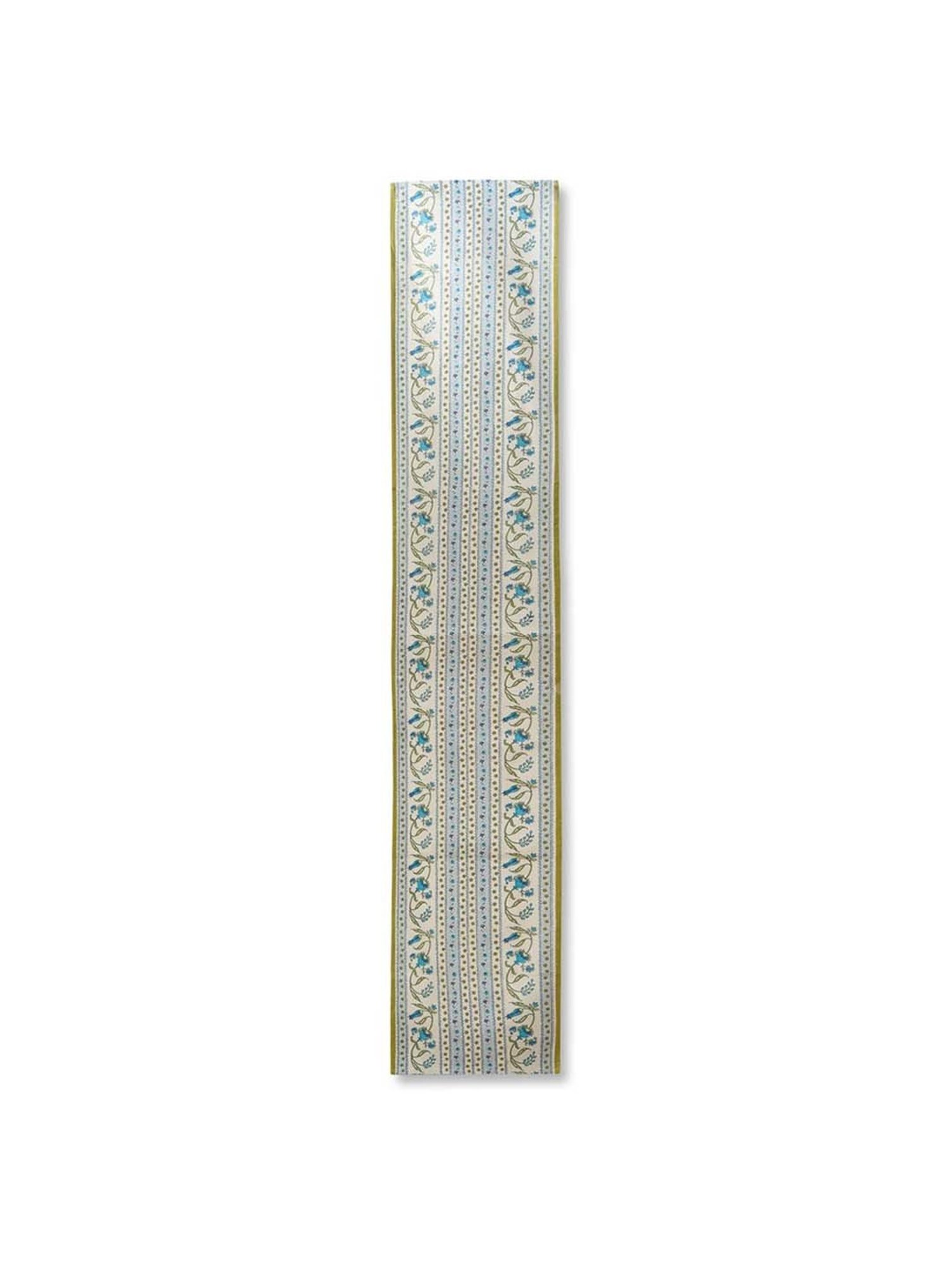 Fabindia Home Ramya Turquoise 267 GSM Cotton Runner