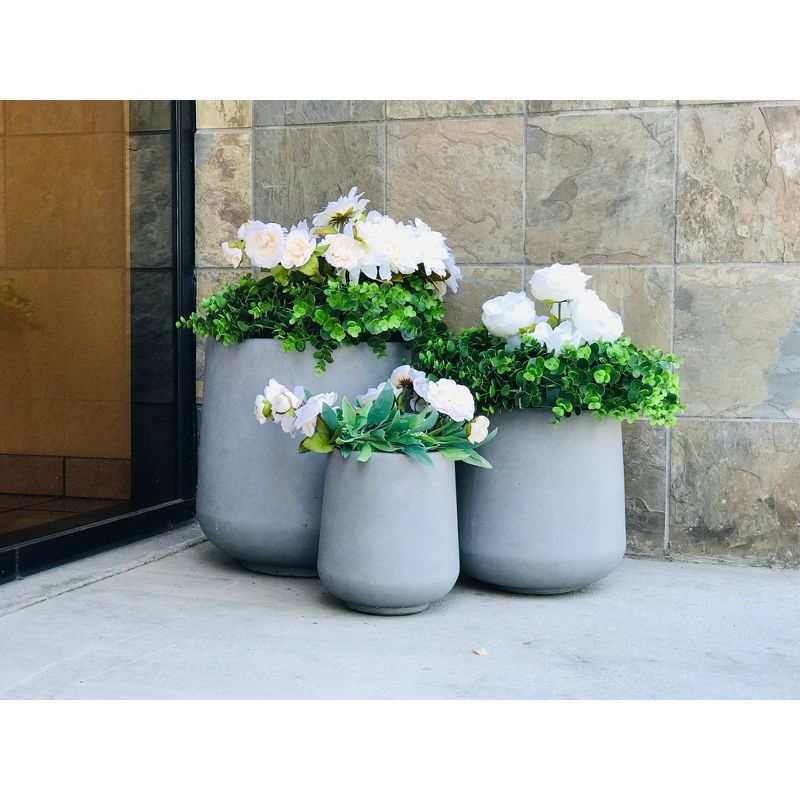 Kante Set of 3 Lightweight Footed Tulip Outdoor Planter - Rosemead Home & Garden, Inc
