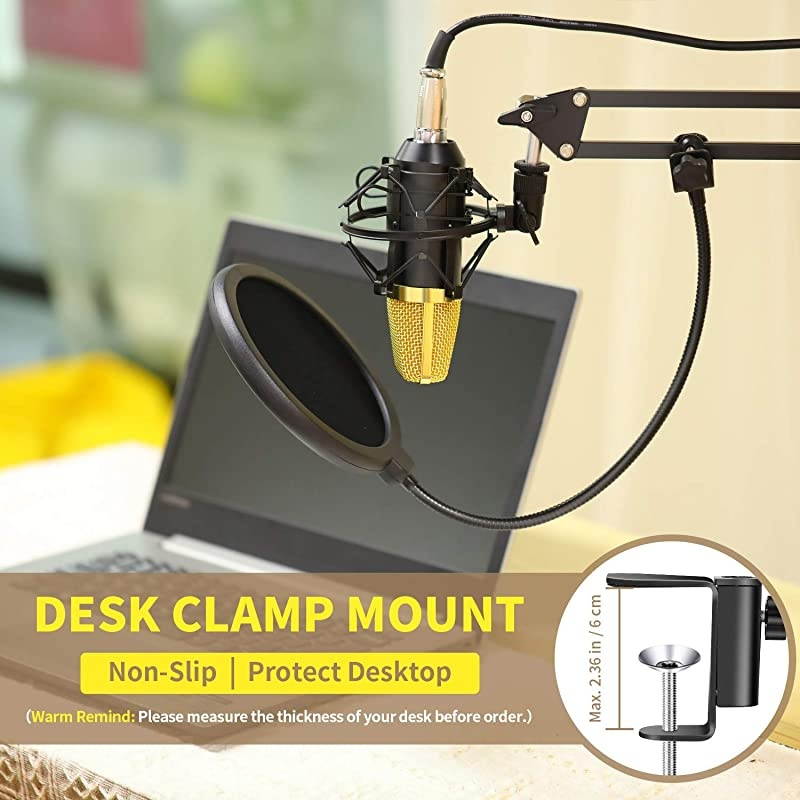 Condenser Microphone Bundle Upgraded NW700 Professional Cardioid Studio MicAdjustable Suspension Scissor Arm StandShock MountPop FilterUSB Sound Card for Studio Recording Broadcasting