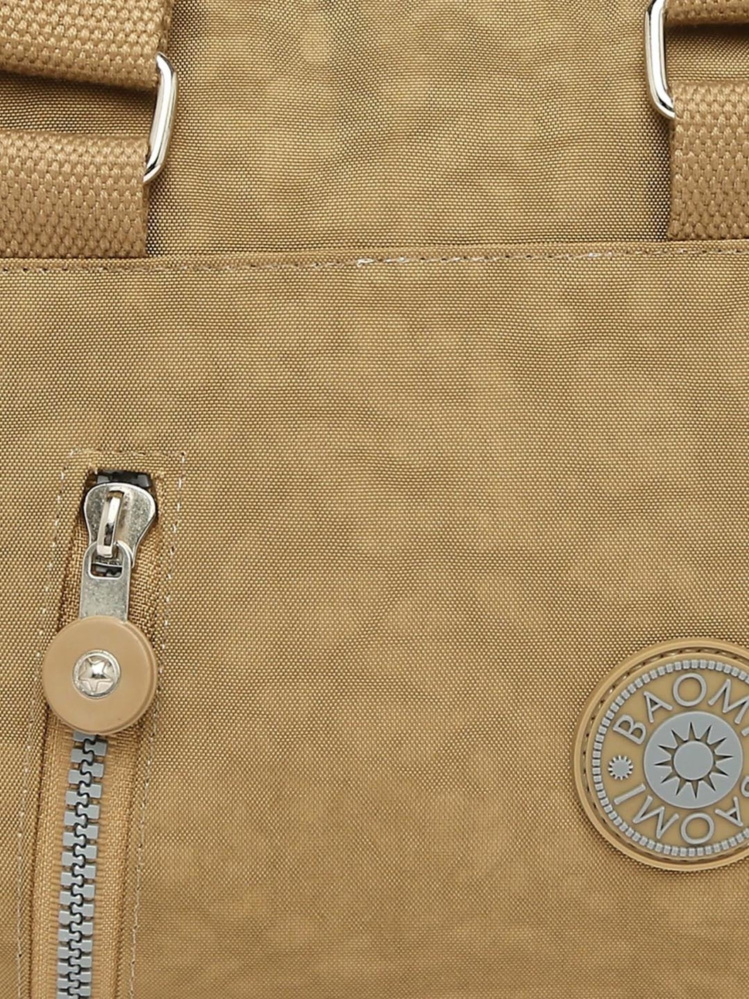 Baomi Beige Solid Medium Handbag