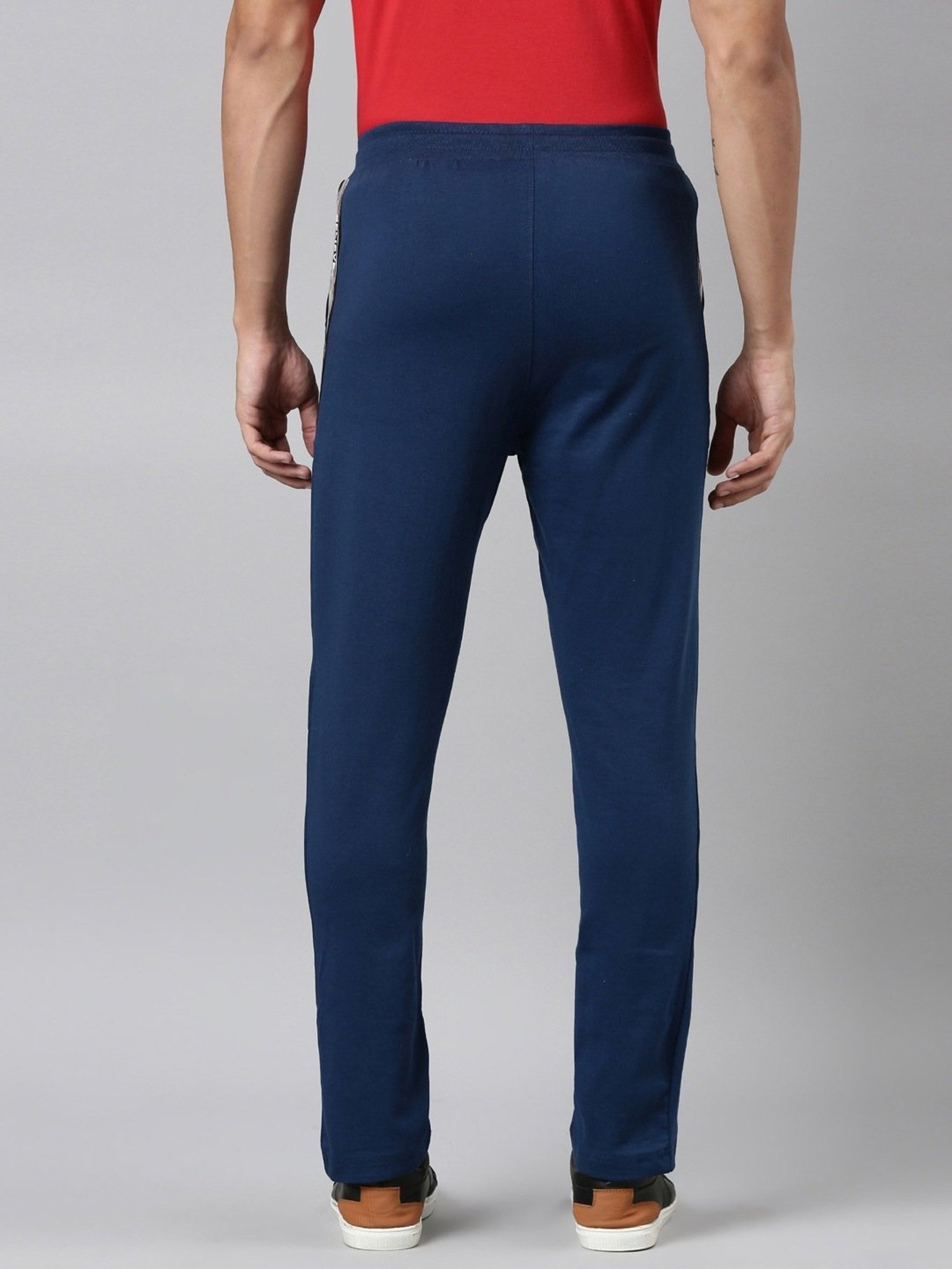 Dixcy Scott Maximus Blue Cotton Regular Fit Colour Block Sports Trackpants
