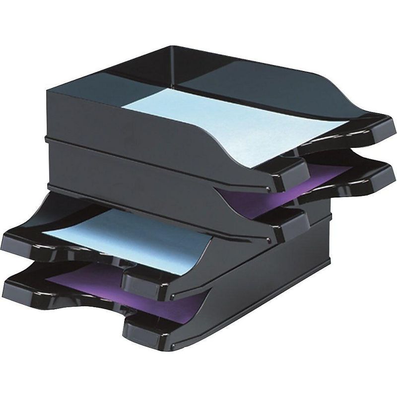 Deflecto Docutray Multi-Directional Stacking Tray Set Two Tier Polystyrene Black 63904