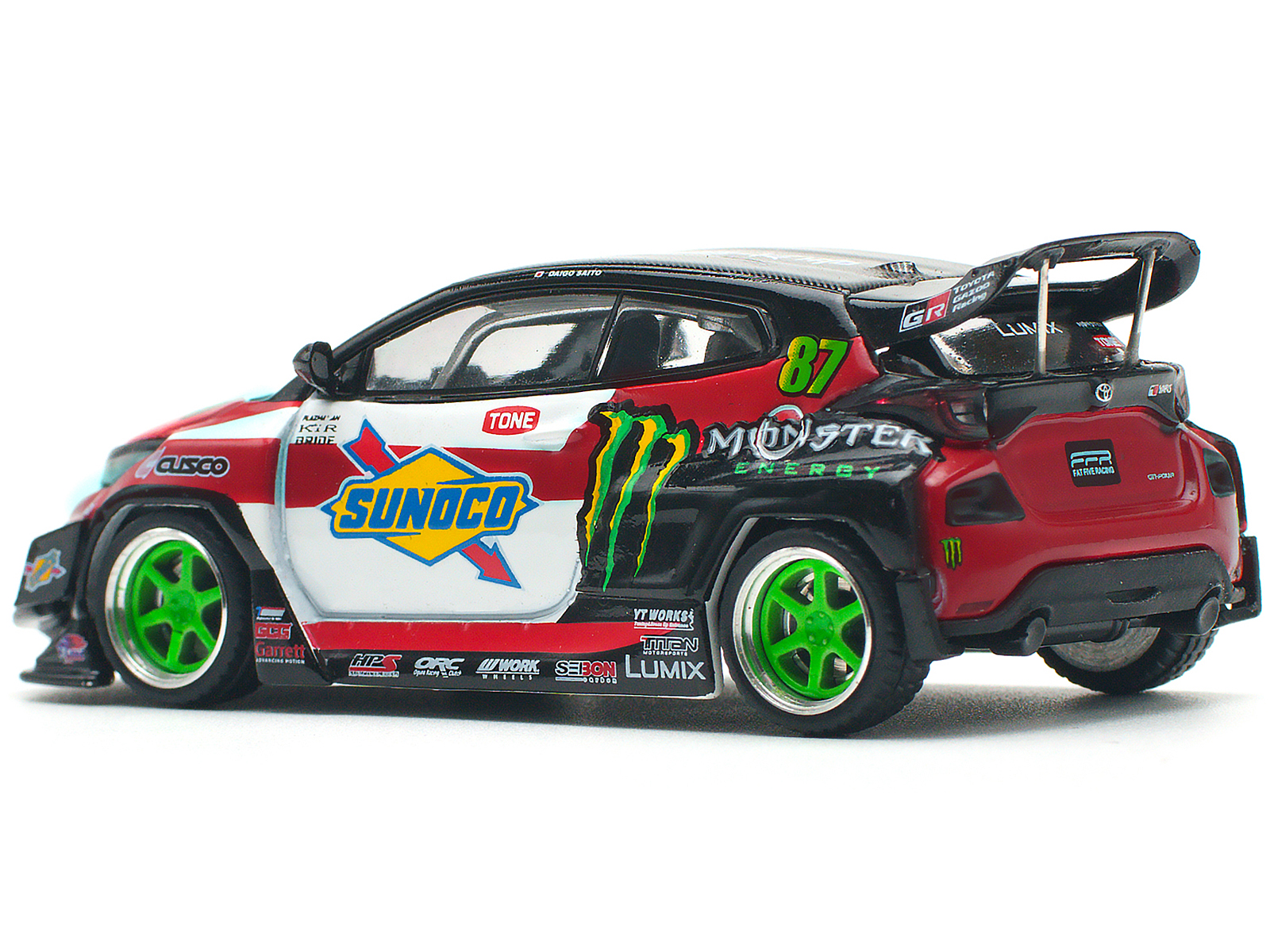 Toyota Pandem GR Yaris RHD (Right Hand Drive) #87 "Daigo Saito" Black with Graphics 1/64 Diecast Model Car by Pop Race