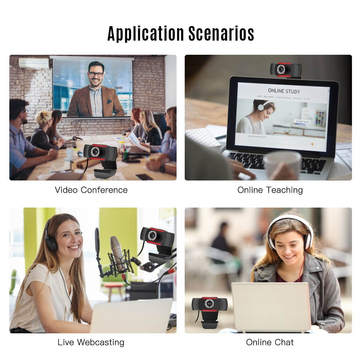 Video Conference Camera 1080P HD Webcam Computer Camera with Noise Reduction Microphone USB Plug & Play for Video Meeting Online Training Teaching