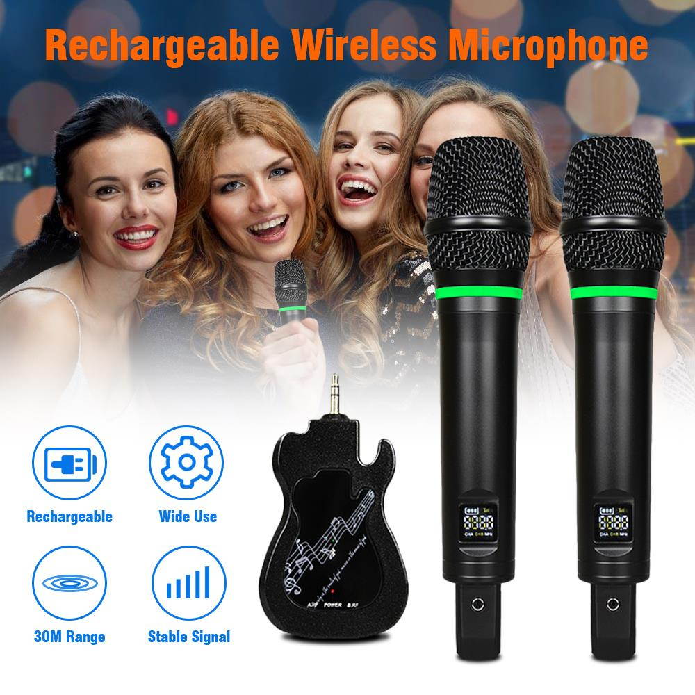 Wireless Dual Microphone Electrit Condenser Microphone Handy Microphone