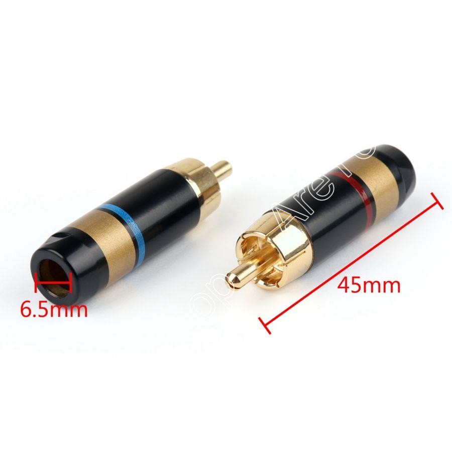 4PCS Copper RCA Plug Audio Cable Male Connector Adapter Connector Soldering Phono Male for 6.6mm Cable