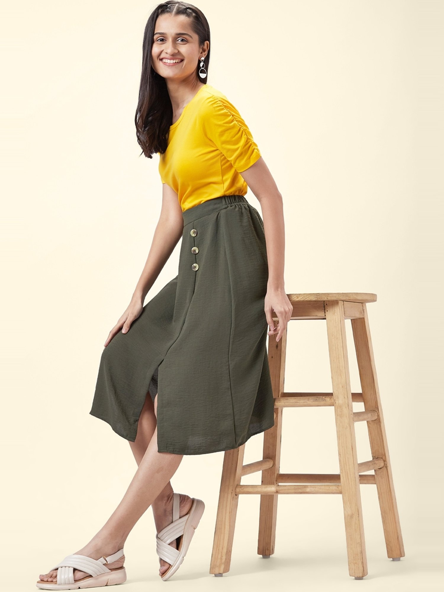 Honey by Pantaloons Olive Green A-Line Skirt