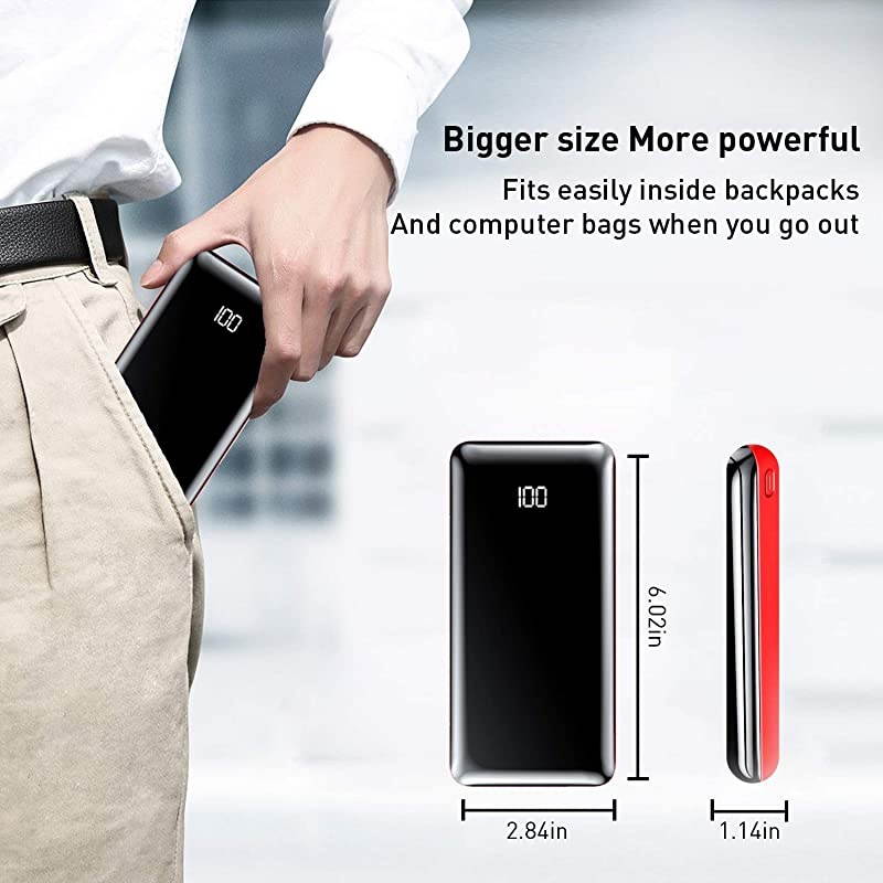 Portable Charger Power Bank 30000mAh  Huge Capacity High-Speed 4 USB Ports External Battery Pack with Full LCD Digital Display Compatible with Smart Phone, Android Phone, Tablet and More