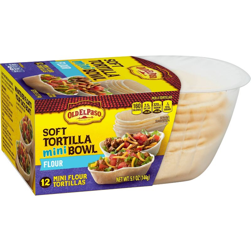 Old El Paso Soft Flour Tortilla Mini Bowls - 5.1oz/12ct