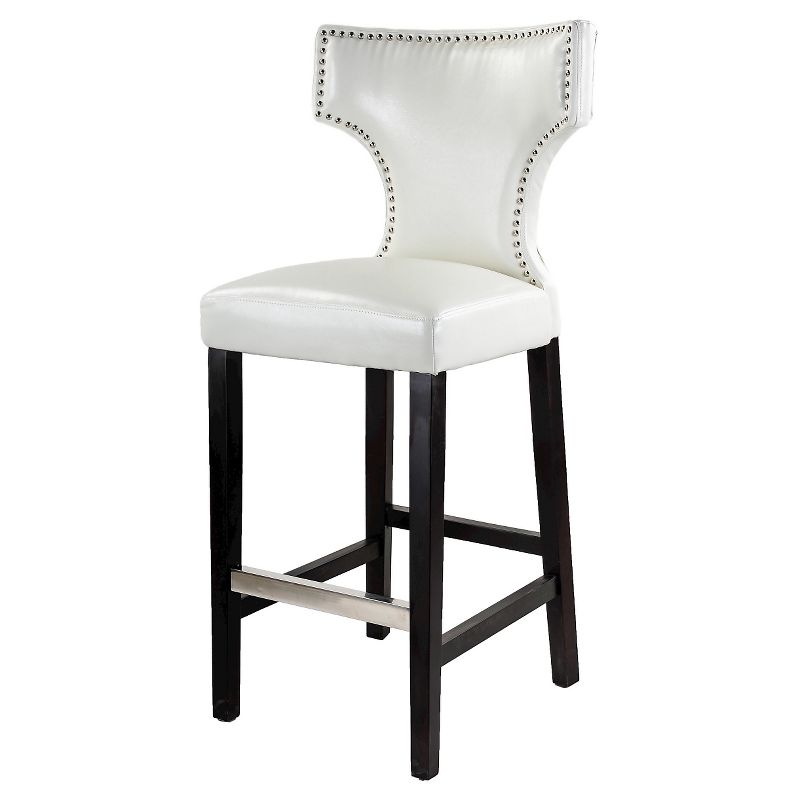 Set of 2 31" Kings Studded Bonded Leather Barstools White - Corliving