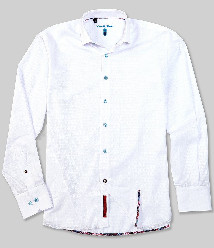 Visconti Jacquard Print Long-Sleeve Woven Shirt