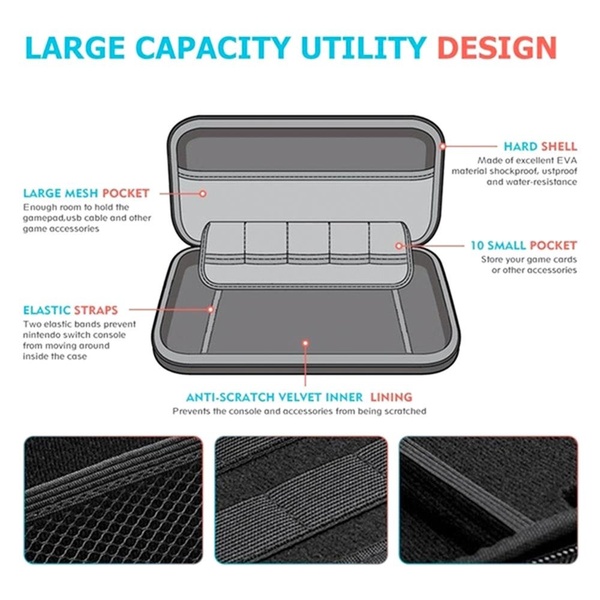 Multifunction Case Portable Eva Hard Protective Handle Carry Case Cover  Box for Nintendo SWITCH Console Game