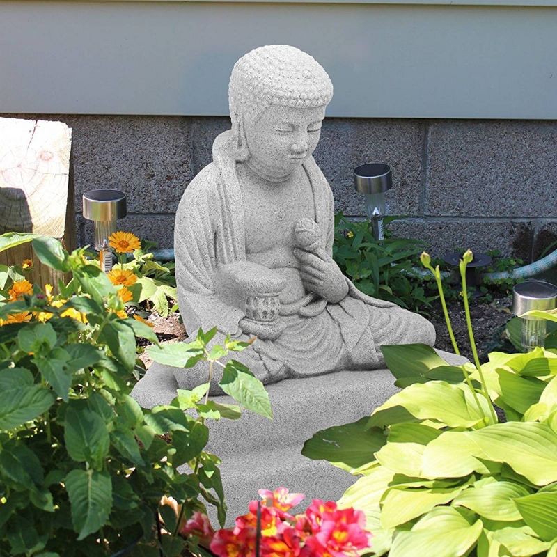 Emsco 23.81" Resin Meditating Buddha Statuary - Sand